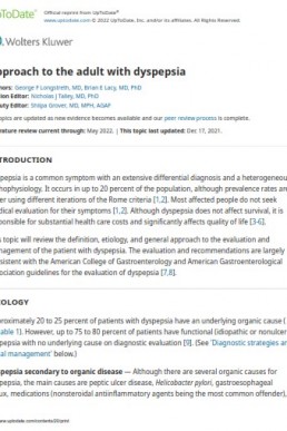 Approach To The Adult With Dyspepsia UpToDate 2022 PDF Dr Notes